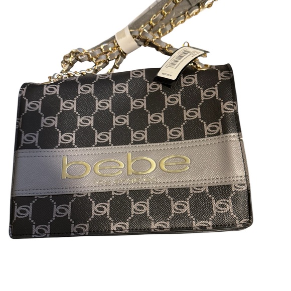 Bebe Black and Silver Shoulder Bag